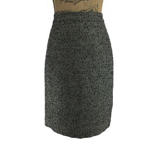 J.Crew The Pencil Skirt SIZE 8 Black Gold Metallic Tweed Wool Bl Lined Work‎